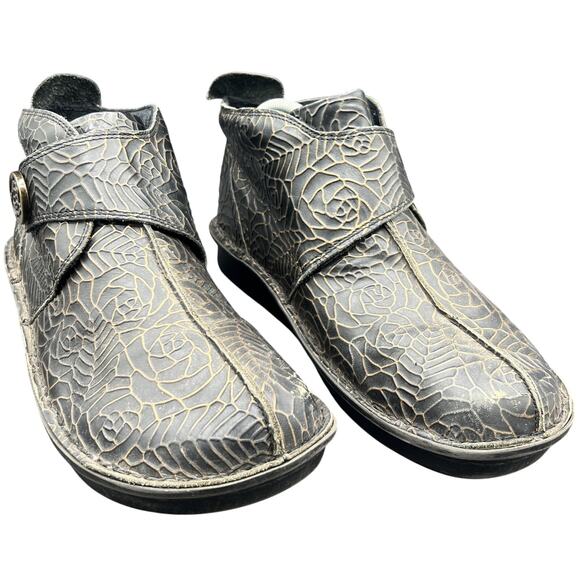 Alegria Shoes - 🖤 Alegria US 9.5/10 Womens Gray Floral Leather Ankle Boots Comfort Boho Witchy